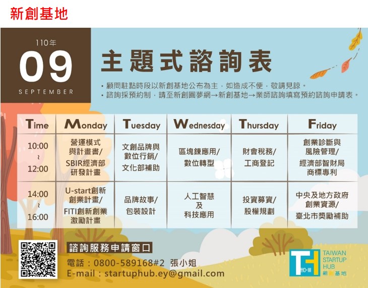 創業觀點-Taiwan Startup Hub 新創基地，9月份活動快訊主要照片